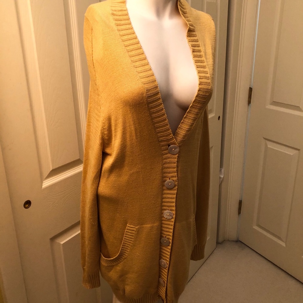 BARBARA WELLS MUSTARD CARDIGAN XS